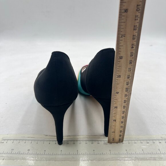FOWT Black Rainbow Pumps High Heel Pointed Toe Pump Slip-on Rainbow Shoes - Picture 5 of 8